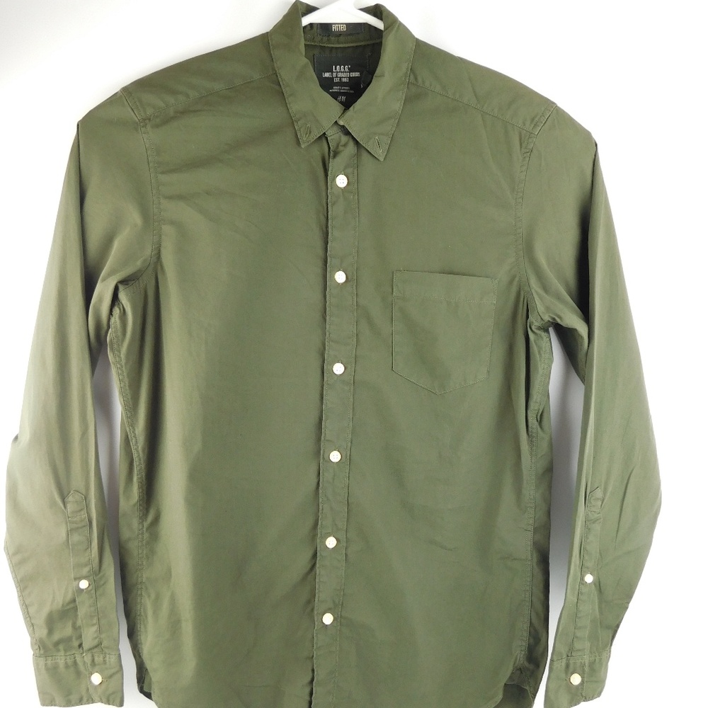 H&M L.O.G.G Men's Fitted Button Dress Shirt Size S